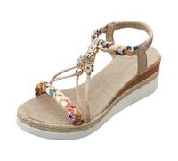 Sandals for Women Espadrilles Wedge Sandal Rhinestone Sparkly Low Wedge Comfortable Boho Casual Beach Sandals