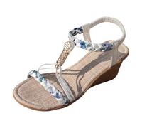 Sandals for Women Espadrilles Wedge Sandal Rhinestone Sparkly Low Wedge Comfortable Boho Casual Beach Sandals