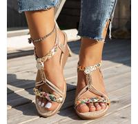 Sandals for Women Espadrilles Wedge Sandal Rhinestone Sparkly Low Wedge Comfortable Boho Casual Beach Sandals