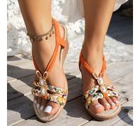 Sandals for Women Espadrilles Wedge Sandal Rhinestone Sparkly Low Wedge Comfortable Boho Casual Beach Sandals