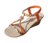 Sandals for Women Espadrilles Wedge Sandal Rhinestone Sparkly Low Wedge Comfortable Boho Casual Beach Sandals