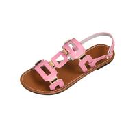 Sandals for Women Flat Open Toe Slingback Sandals Faux Leather Geometric Strap Summer Beach Holiday Casual Walking Footwear Tan Black Pink