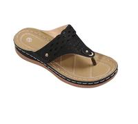 Sandals for Women Flip Flops Clearance,Ladies Toe Post Arch Support Sandals Beach Wedge Heel Thong Roman Casual Orthopedic Slippers Summer Soft-Soled Non Slip Slides Washable Shoes UK Size 3-7.5