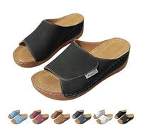 Sandals for Women Orthopedic Sandals Arch Support Ladies Open Toe Wide Fit Walking Sandals Women's Diabetes Sandals for Plantar Fasciitis Wedge Heel Slip On Sandals Summer Beach Sliders Casual Shoes