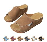 Sandals for Women Orthopedic Sandals Arch Support Ladies Open Toe Wide Fit Walking Sandals Women's Diabetes Sandals for Plantar Fasciitis Wedge Heel Slip On Sandals Summer Beach Sliders Casual Shoes