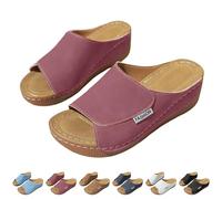 Sandals for Women Orthopedic Sandals Arch Support Ladies Open Toe Wide Fit Walking Sandals Women's Diabetes Sandals for Plantar Fasciitis Wedge Heel Slip On Sandals Summer Beach Sliders Casual Shoes