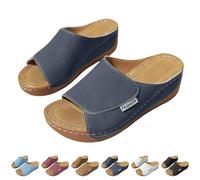 Sandals for Women Orthopedic Sandals Arch Support Ladies Open Toe Wide Fit Walking Sandals Women's Diabetes Sandals for Plantar Fasciitis Wedge Heel Slip On Sandals Summer Beach Sliders Casual Shoes