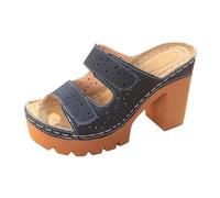 sandals for women,orthopedic sandals women,New Platform Thick Bottom Thick Heel Slippers Large Size European And American One Font Fish Mouth Slippers Life Strides (Navy, 6)