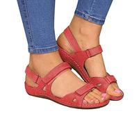 Sandals for women, Orthopedic Shoes for Women Plantar Fasciitis, Comfort Wedge Sandals, Open Toe Ankle Strap Sandals, Summer Wide Fit Cushion Walk Leather Sandals with Arch Support