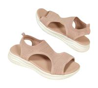 Sandals for Women Orthopedic Wide Fit Wedge Walking Platform Casual Beach Shoes Comfy Washable Sport Open Toe Memory Foam Sandal with Arch Support Summer Slip on Ladies (Pink, 6)