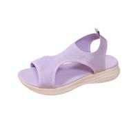 Sandals for Women Orthopedic Wide Fit Wedge Walking Platform Casual Beach Shoes Comfy Washable Sport Open Toe Memory Foam Sandal with Arch Support Summer Slip on Ladies (Purple, 4.5)