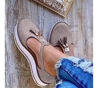 Sandals for Women Platform Tassel Suede Sandal Closed Toe Buckle Shoes Summer Fashion Baotou Fringed Outdoor Leisure Slippers Rome Canvas shoe