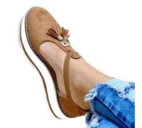 Sandals for Women Platform Tassel Suede Sandal Closed Toe Buckle Shoes Summer Fashion Baotou Fringed Outdoor Leisure Slippers Rome Canvas shoe
