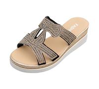 Sandals for Women Rhinestones Sandals Slip On Wedge Sliders Ladies Mule Sandals Walking Sandals Wide Fit Sandals Ladies Sandals Summer Shoes Cushion Walk Sandals Summer Shoes Beach Sliders