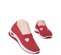 Sandals for Women, Sandals, Women's Comfortable Slip On Wide Width Comfort Sneaker Orthotic Trainers Lightweight Foam Road Running Breathable Mesh Walking Sneakers（Red,5.5