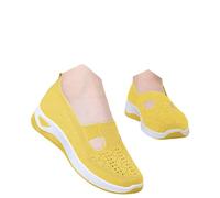 Sandals for Women, Sandals, Women's Comfortable Slip On Wide Width Comfort Sneaker Orthotic Trainers Lightweight Foam Road Running Breathable Mesh Walking Sneakers（Yellow,7.5