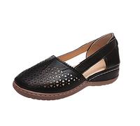 Sandals for Women Slope Hollow Out Shoes Solid Color Round Head Sandals Close Toe Wedge Sandals Summer Casual Fashion Outer Wear Sandals Anti-slip Comfortable Platform Beach Shoes UK Size 3-7.5