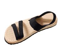 Sandals For Women Summer 2025 Comfortable Shoes Open Toe Ankle BackStrap Wide Fit Walk With Arch Support (Black, 4)