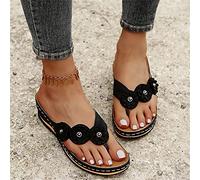 Sandals for Women Summer Arch Support Diabetic Walking Sandals Adjustable Anti-Slip Platforms Orthotic Wedge Sandals Comfort Sandals,Black,US6/EU37