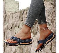 Sandals for Women Summer Arch Support Diabetic Walking Sandals Adjustable Anti-Slip Platforms Orthotic Wedge Sandals Comfort Sandals,Blue,US7.5/EU39