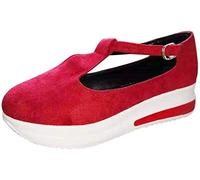 Sandals for Women Summer Open Toe Buckle Ankle Strap Summer Platform Wedge Sandals,Red,US7/EU38