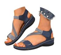 Sandals for Women Uk Casual Slide Open Toe Memory Foam Leather Cushion with Arch Support Orthopedic Shoes Plantar Fasciitis Summer Sport Beach Slip on Lightweight Ankle Strap Breathable Sandals