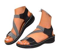 Sandals for Women Uk Casual Slide Open Toe Memory Foam Leather Cushion with Arch Support Orthopedic Shoes Plantar Fasciitis Summer Sport Beach Slip on Lightweight Ankle Strap Breathable Sandals