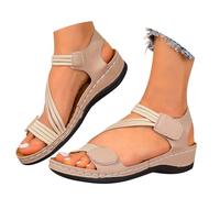 Sandals for Women Uk Casual Slide Open Toe Memory Foam Leather Cushion with Arch Support Orthopedic Shoes Plantar Fasciitis Summer Sport Beach Slip on Lightweight Ankle Strap Breathable Sandals