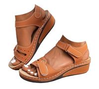 Sandals for Women Uk Casual Summer soft & Comfortable Open Toe Ankle Strap Cushion Walk Leather Sandals Outdoor Anti-Slip Platform Beach Shoes