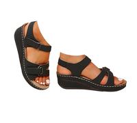 Sandals for Women Uk Casual Summer soft & Comfortable Open Toe Ankle Strap Ladies Wedge Sandals Summer Anti-Slip Platform Beach Shoes