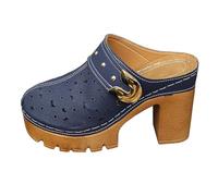 Sandals for women UK Orthopedic Mules Closed Toe Sandals for Women Wide Fit Ladies Clogs Comfortable Orthotic Sandal Summer Casual Slip on Backless Shoes Walking Wedges Slippers (Navy, 4.5)