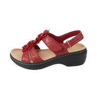 Sandals for Women Wide Fit Orthopedic Sandals with Arch Support T-Strap Walking Sandals Leather Wedge Sandals Ladies Sandals for Plantar Fasciitis Orthopedic Shoes Cushion Walk Sandals Summer Shoes