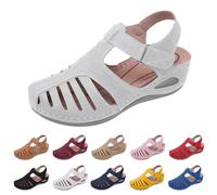 Sandals for Women with Closed Toe Arch Support size 5.5 Adjustable Ankle Strap Wedge Heel Orthopedic Wide Fit Comfortable Hollow out Gladiator Sandals Spring Summer Shoes Grey Sandles Footwear
