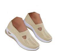 Sandals for Women, Womens Sandals, Comfortable Slip On Wide Width Comfort Sneaker Orthotic Trainers Lightweight Foam Road Running Breathable Mesh Walking Sneakers（Beige,5