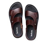 Sandals Men Fashion Men Slide Slippers Outdoor Leather Non-slip Shoes Beach Slip-On Sandals Travel Slippers(Brown,6.5 UK)