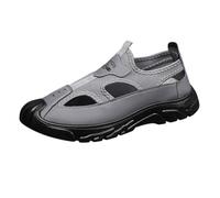 Sandals Men's Closed Hollowed Walking Sandals Soft Sole Casual Shoes Mesh Fabric Shoes Lightweight Airy Sports Sandals Non-Slip Outdoor Sandals Comfortable Beach Trekking Sandals, gray, 10 UK