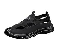 Sandals Men's Closed Hollowed Walking Sandals Soft Sole Casual Shoes Mesh Fabric Shoes Lightweight Airy Sports Sandals Non-Slip Outdoor Sandals Comfortable Beach Trekking Sandals, black, 8 UK