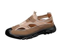 Sandals Men's Closed Hollowed Walking Sandals Soft Sole Casual Shoes Mesh Fabric Shoes Lightweight Airy Sports Sandals Non-Slip Outdoor Sandals Comfortable Beach Trekking Sandals, brown, 7 UK