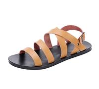 Sandals Men's Flat Roman Sandals with Buckle Gladiator Sandals Summer Shoes Strap Sandals Summer Shoes Lightweight Outdoor Sandals Non-Slip Soles Sports Sandals, brown, 11 UK