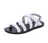 Sandals Men's Flat Roman Sandals with Buckle Gladiator Summer Shoes Strap Sandals Summer Strap Sandals Leather Sandals Slingback Toe Separator Outdoor Sandals Men Sandals Trekking Sandals, White, 10