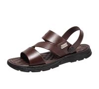 Sandals Men's Leather Summer Beach Trekking Sandals Non-Slip Slippers Comfortable Mules Lightweight Sandals with Ankle Strap Toe Separator Arch Support Sandals Casual Beach Sandals, brown, 10 UK