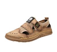 Sandals Men's Summer Beach Sandals Mesh Hollow Outdoor Sandals Closed Toe Leisure Sandals Slip On Slippers Lightweight Summer Shoes Non-Slip Hiking Sandals Outdoor Trekking Sandals, yellow, 10 UK