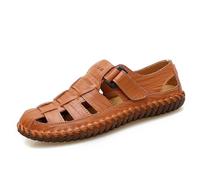 Sandals Men's Summer Leather Outdoor Slippers Casual Comfortable Breathable Leather Sandals Fischer Huaraches Hiking Shoes Closed Toe Leisure Sandals, 02 Brown, 10 UK