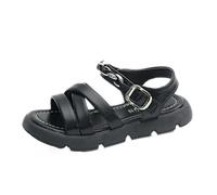 Sandals Open Toe Hook And Loop Closure Kids Girl Summer Shoes Low Heels Open Princess Sandal Slippers Size 3 House Flip Flops Girls Sandals 4 For Party Halloween Cosplay (Black,2.5)