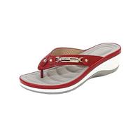 Sandals Platform Toe Separator Women's Summer Sandals with Soft Footbed Women's Flip Flops Bedroom Slippers Comfortable Orthoslippers Boho Style Slippers Solid Sole Sliders Fashion Slippers, red, 4 UK