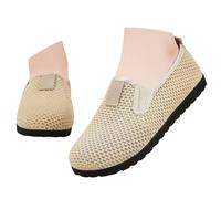 Sandals Size 6 - Women’s Slip On Knitted Walking Shoes, Breathable Casual Loafers with Buckle Strap, Lightweight Comfort Trainers for Older Ladies, Mum Everyday Footwear