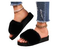 Sandals Summer New Comfort Platform Women Slipper Women's Fashion Trend Anti-slip Wear Comfortable Soft Sole Fluffy Flat Flip-flops For Summer(36)