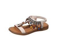 Sandals Summer Shoes Women's Boho Sandals Flat Sandals for Casual Days Comfortable Lightweight Summer Shoes with Pearl Fringe Slip On - Ideal for Relaxing on the Beach. 2026, beige, 5 UK