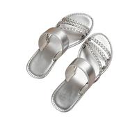 Sandals Summer Shoes Women's Summer Flat Mules, Casual Beach Shoes, Comfortable Open Slippers for Outdoor Walks 2026, silver, 6 UK