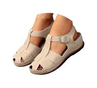 Sandals Wedge Heel Women's Summer Sports Sandals Closed Summer Sandals Buckle Wedge Sandals Orthopaedic Outdoor Sandals Non-Slip Robust Hiking Sandals Lightweight Breathable Sandals, White, 7 UK